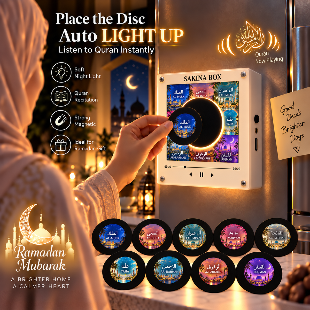 Sakina™ Quran Disc Player — Ayah Discs included